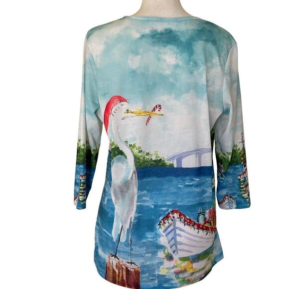 Coral Bay nautical holiday top, large, coastal, artsy, eclectic, whimsical - Picture 3 of 4
